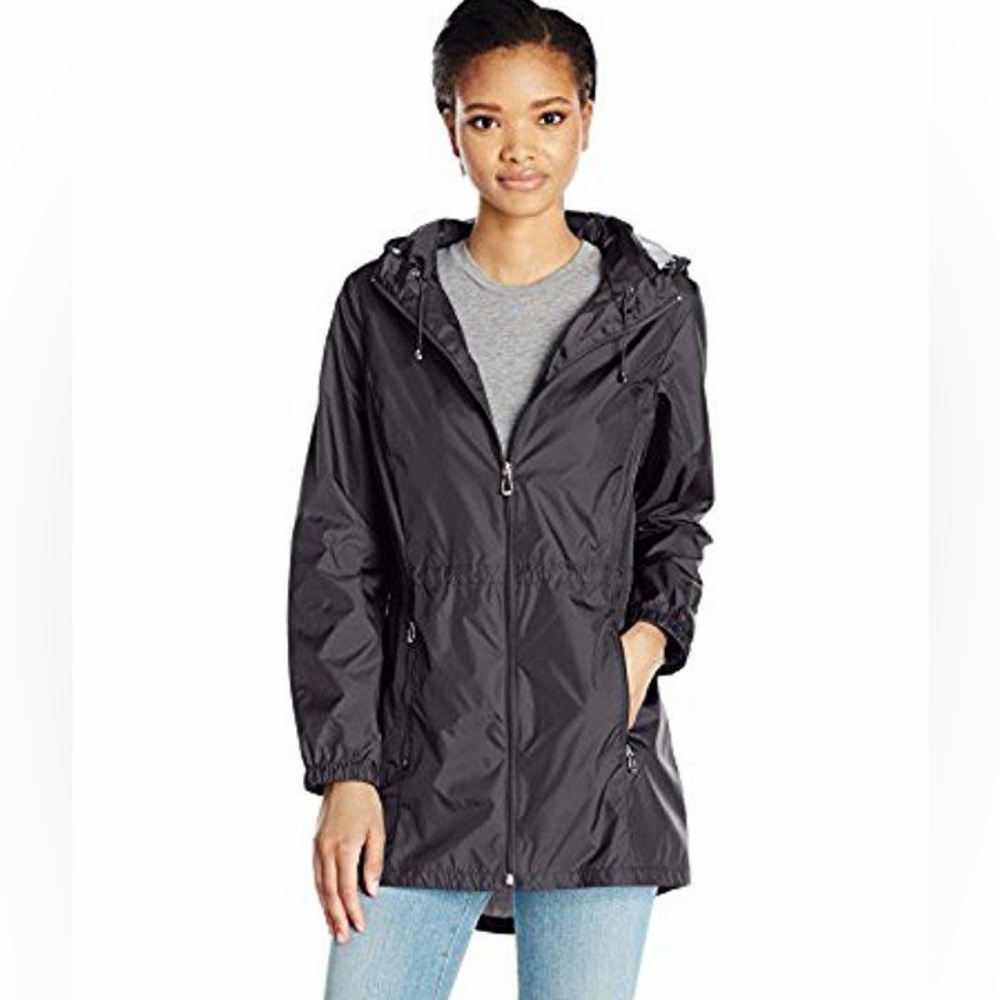 CALVIN KLEIN - Rain Jacket Silver and Black Mesh Fabric